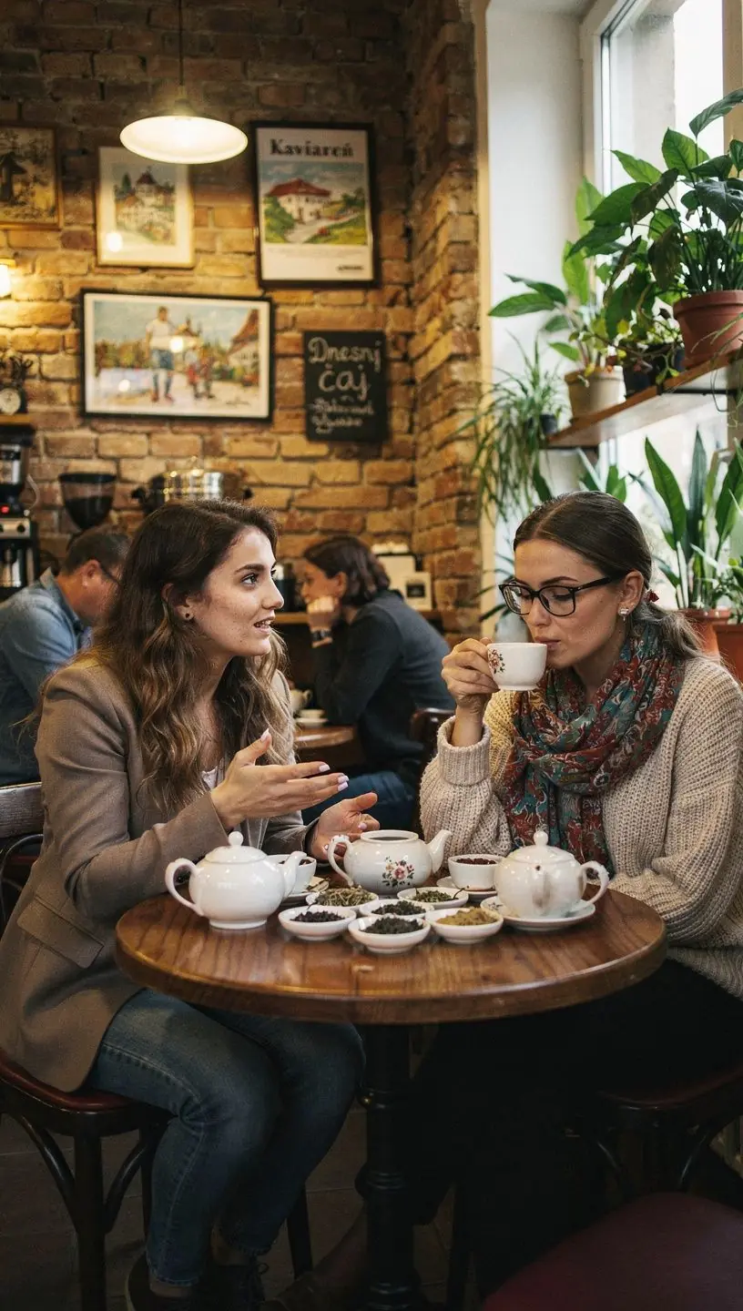 Pohodlné miesto na sedenie s vankúšmi a šálkou čaju, vyžarujúcim útulnosť.